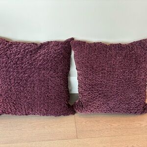 Velvet pillows in deep burgundy